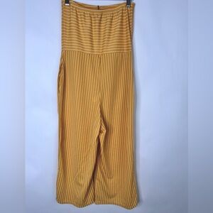PrettyLittleThing Mustard PinStriped Bandeau Cropped Jumpsuit size 6 NWT